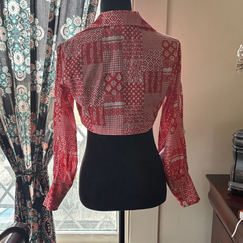 Wrangler Red Patterned Button Down Shirt - image 3